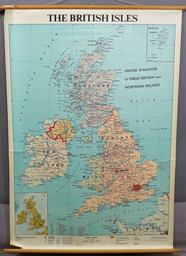 Vintage mural map wallchart - mural,